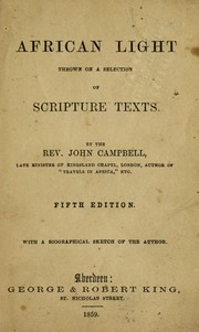 Cover of: African light thrown on a selection of scripture texts