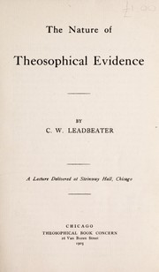 Cover of: The nature of theosophical evidence