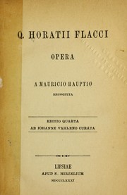 Cover of: Opera a Mauricio Hauptio recognita