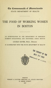 Cover of: The food of working women in Boston