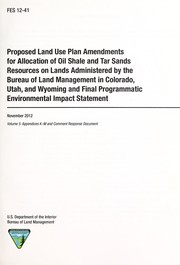 Proposed land use plan amendments for allocation of oil shale and tar sands resources on lands admi…