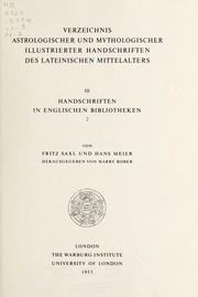 Cover of: Verzeichnis astrologischer und mythologischer illustrierter Handschriften des lateinischen Mittelalters