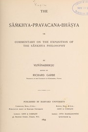 Cover of: The Sāṁkhya-pravacana-bhāsya by by Vijñānabhikṣu, edited by Richard Garbe.