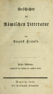 Geschichte der ro mischen litteratur by August Krause