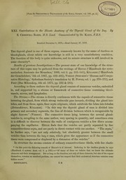 Cover of: Contributions to the minute anatomy of the thyroid gland of the dog: received December 9, 1875, - read January 27, 1876