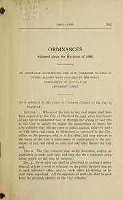 Cover of: Ordinances of the city of Hartford adopted since the publication of the revision of 1908