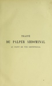 Cover of: Trait©♭ du palper abdominal by Adolphe Pinard