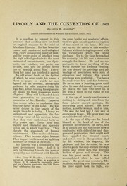 Cover of: Lincoln and the Convention of 1860: (address delivered before the Wisconsin State Bar Association, July 15th, 1915)