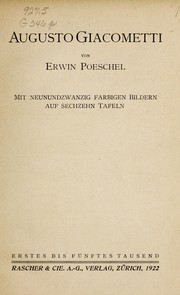 Cover of: Augusto Giacometti by Erwin Poeschel