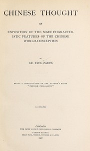 Cover of: Chinese thought by Paul Carus