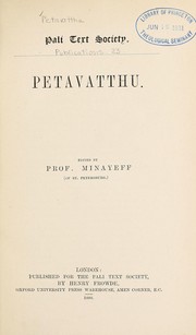 Cover of: Petavatthu. by Ed. by Prof. Minayeff ...