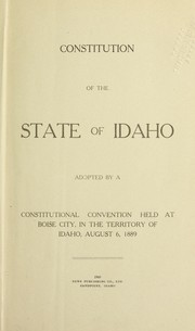 Cover of: Constitution of the State of Idaho