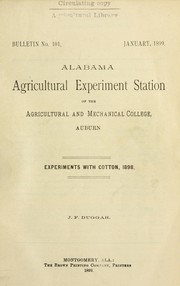 Cover of: Experiments with cotton, 1898 by John Frederick Duggar