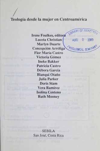 Cover of Teologi a desde la mujer en Centroame rica by Irene W. de Foulkes
