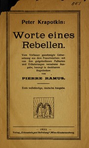 Cover of: Worte eines Rebellen by Peter Kropotkin