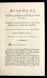 Cover of: Discours sur le licenciement des officiers de l'arme e de terre, prononce  devant la Socie te  des amis de la constitution