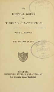 Cover of: The poetical works of Thomas Chatterton by Thomas Chatterton