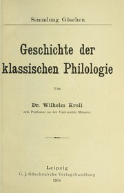 Cover of: Geschichte der klassischen Philologie