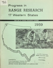 Cover of: Progress in range research, 17 Western States: for use by range research leaders, 1959