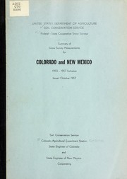 Cover of: Summary of snow survey measurements for Colorado and New Mexico, 1953-1957 (Inclusive)