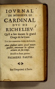 Cover of: Iournal de monsieur le cardinal duc de Richelieu by Richelieu, Armand Jean du Plessis duc de