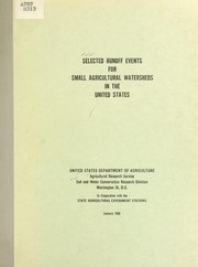 Cover of: Selected runoff events for small agricultural watersheds in the United States