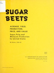 Cover of: Sugar beets: acreage, yield, production, price, and value: sugar, pulp, and molasses production for United States, by States, 1924-52