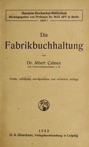 Cover of: Die Fabrikbuchhaltung