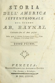 Cover of: Storia dell'America settentrionale by Raynal abbé