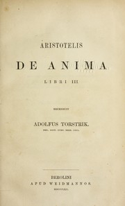 Cover of: Aristotelis De anima libri III