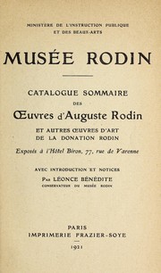 Cover of: Catalogue sommaire des oeuvres d'Auguste Rodin: et autres oeuvres d'art de la donation Rodin
