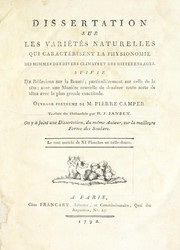Cover of: Dissertation sur les variétés naturelles qui caractérisent la physionomie des hommes des divers climats et des différens ages by Petrus Camper