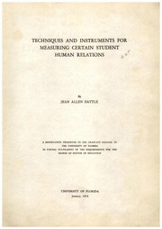 Techniques and instruments for measuring certain student human relations