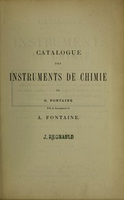 Cover of: Catalogue des instruments de chimie de G. Fontaine