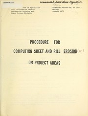 Cover of: Procedure for computing sheet and rill erosion on project areas