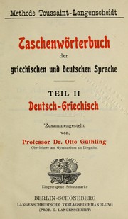 Cover of: Taschenwo rterbuch der griechischen und deutschen Sprache: Deutsch-Griechisch
