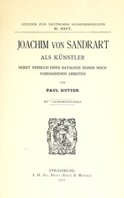 Joachim von Sandrart als künstler by Paul Kutter