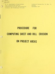 Procedure for computing sheet and rill erosion on project areas by United States. Soil Conservation Service. Engineering Division.