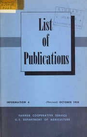 Cover of: List of publications | United States. Farmer Cooperative Service