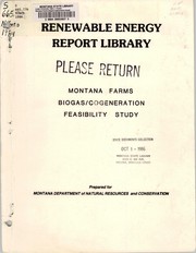 Cover of: Montana Farms biogas/cogeneration feasibility study