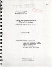 Cover of: Energy and biomass potential of cattails in Montana by Stanley M. Wiatr