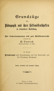 Cover of: Grundzu ge der Pa dagogik und ihrer Hilfswissenschaften in elementarer Darstellung