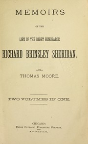 Cover of: Memoirs of the life of the Rt. Hon. Richard Brinsley Sheridan | Thomas Moore
