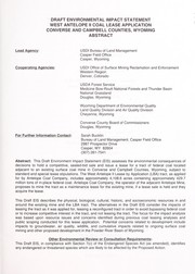 Cover of: West Antelope II coal lease application: draft environmental impact statement