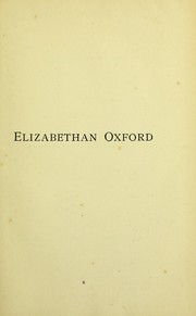 Elizabethan Oxford by Plummer, Charles