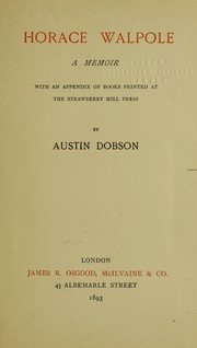 Cover of: Horace Walpole by Austin Dobson