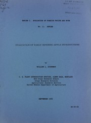 Cover of: Evaluation of early ripening apple introductions by William L. Ackerman