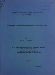 Cover of: Evaluation of late blossoming apple introductions by William L. Ackerman