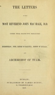 Cover of The letters of the Most Reverend John Mac Hale, D.D.