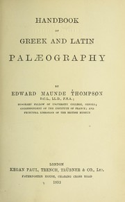 Cover of: Handbook of Greek and Latin palaeography